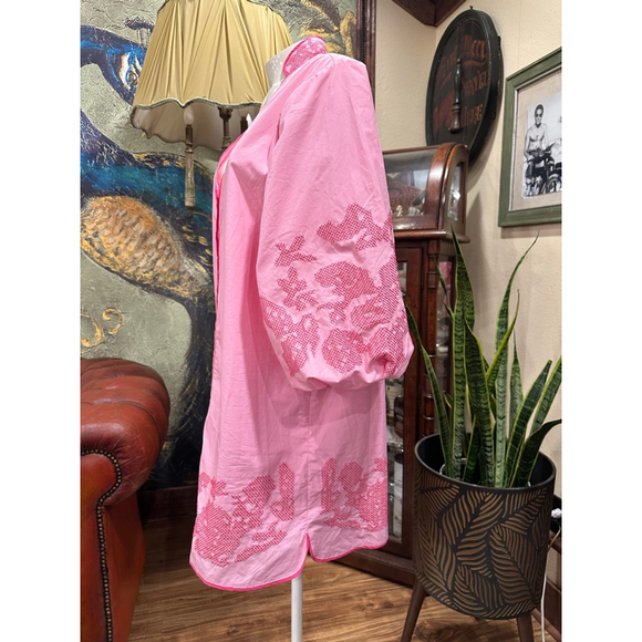 Hyacinth House Pink Embroidered Boho Glam Mini Dress M NWOT - Picture 8 of 16